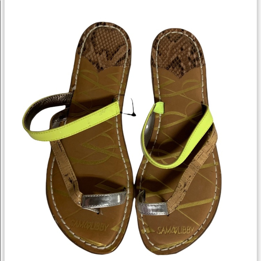 Sam & Libby Bright Yellow and Metallic Sandals